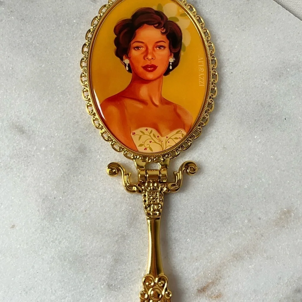 Izzy and Liv gold Fold Away Hand Mirror adjustable